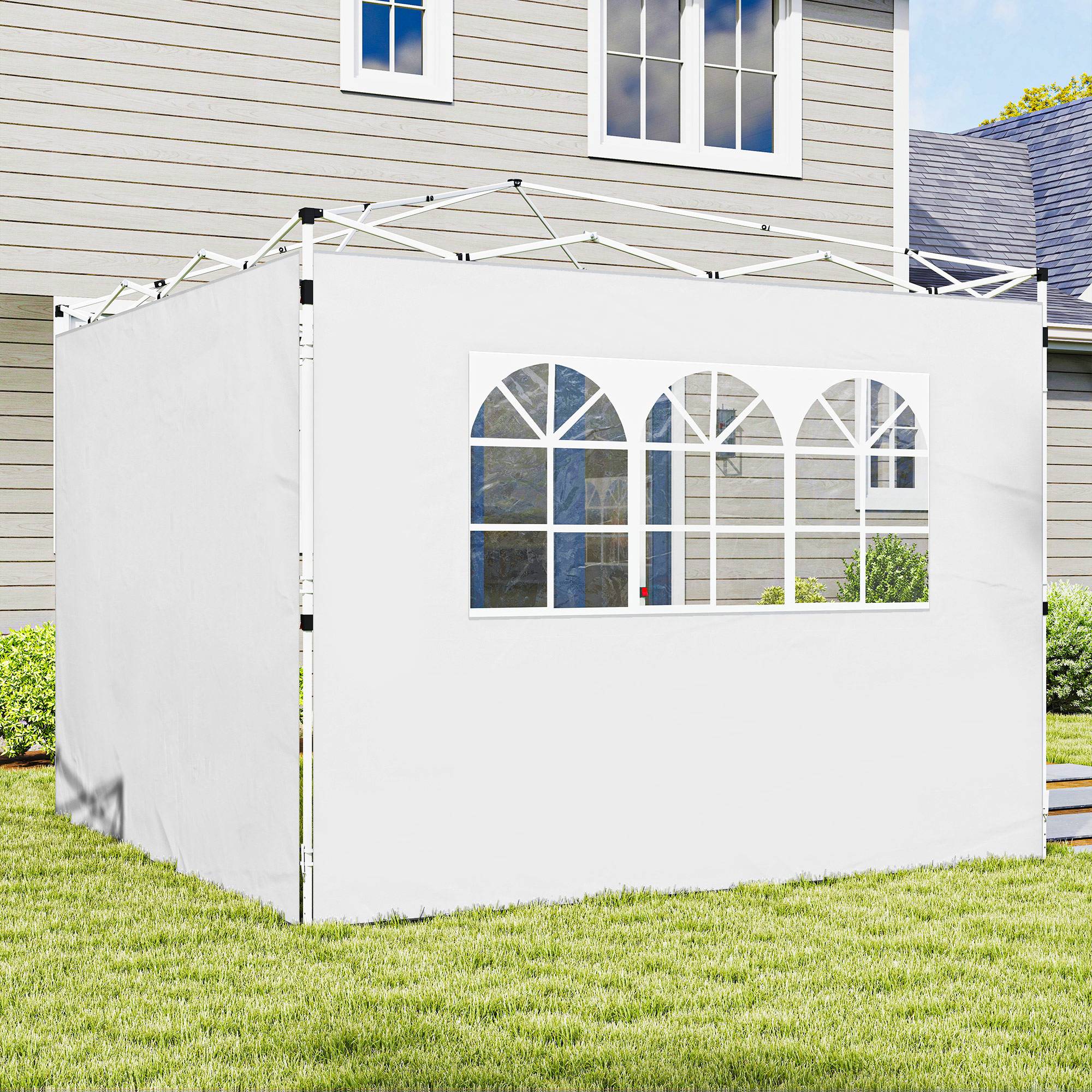 ComfortXL - Parois Latérales Tissu Oxford pour Tonnelle avec Fenêtre Anti-UV 3x3m Blanc - ComfortXL Outdoor Living - Image 4