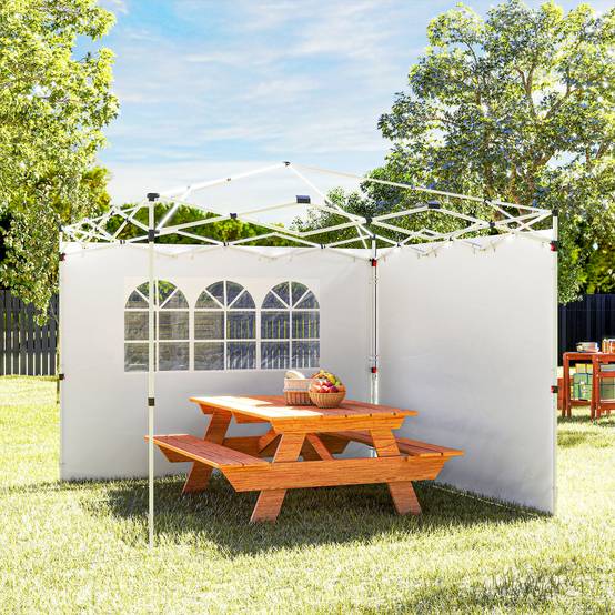 ComfortXL - Parois Latérales Tissu Oxford pour Tonnelle avec Fenêtre Anti-UV 3x3m Blanc - ComfortXL Outdoor Living - Image 9