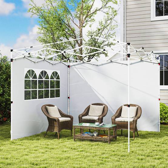 ComfortXL - Parois Latérales Tissu Oxford pour Tonnelle avec Fenêtre Anti-UV 3x3m Blanc - ComfortXL Outdoor Living - Image 10