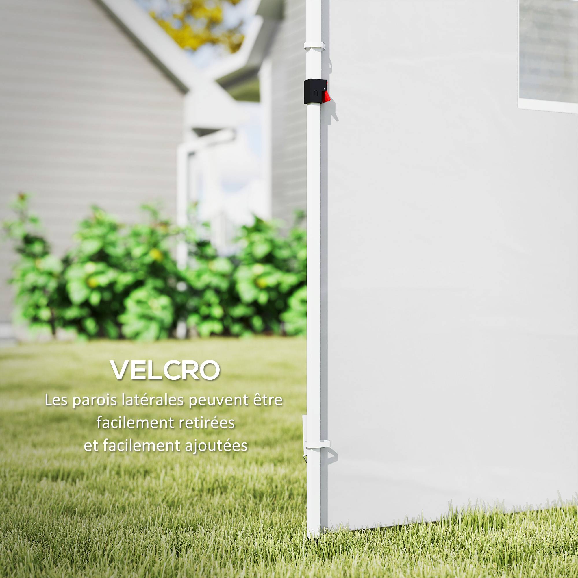 ComfortXL - Parois Latérales Tissu Oxford pour Tonnelle avec Fenêtre Anti-UV 3x3m Blanc - ComfortXL Outdoor Living - Image 7