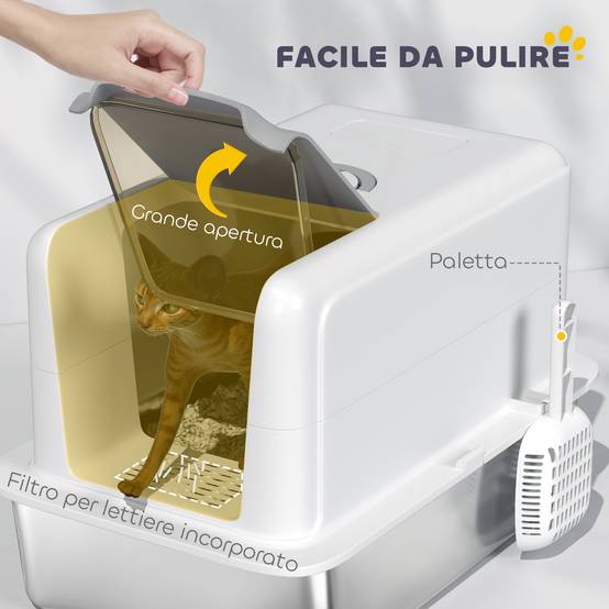 Litière fermée bac acier, pelle et sacs filtrants, PP, 40,5x60,5x41,5cm - Image 7