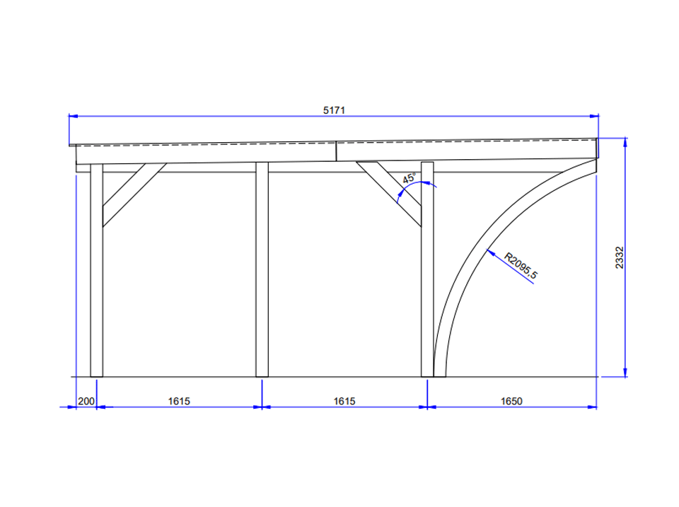 Carport bois autoportant 5,1x3,4 m pour 1 voiture en pin nordique traité autoclave Palerme – Direct Abris - Image 3