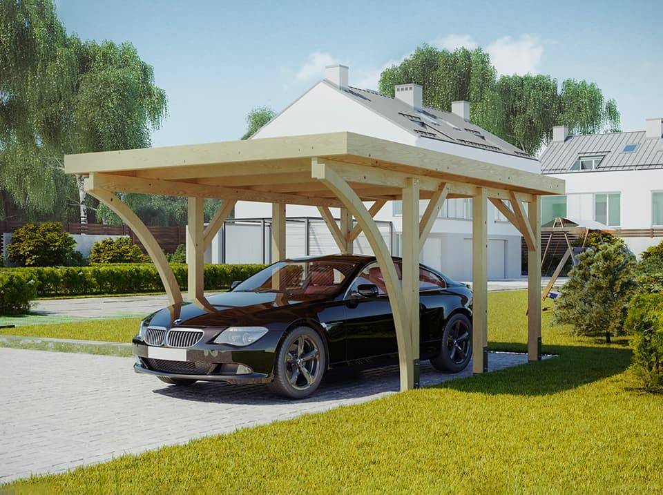 Carport bois autoportant 5,1x3,4 m pour 1 voiture en pin nordique traité autoclave Palerme – Direct Abris - Image 5