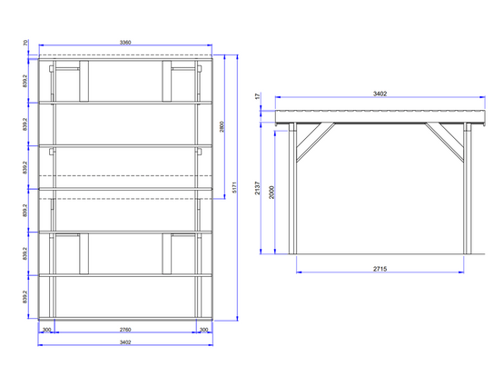 Carport bois autoportant 5,1x3,4 m pour 1 voiture en pin nordique traité autoclave Palerme – Direct Abris - Image 2