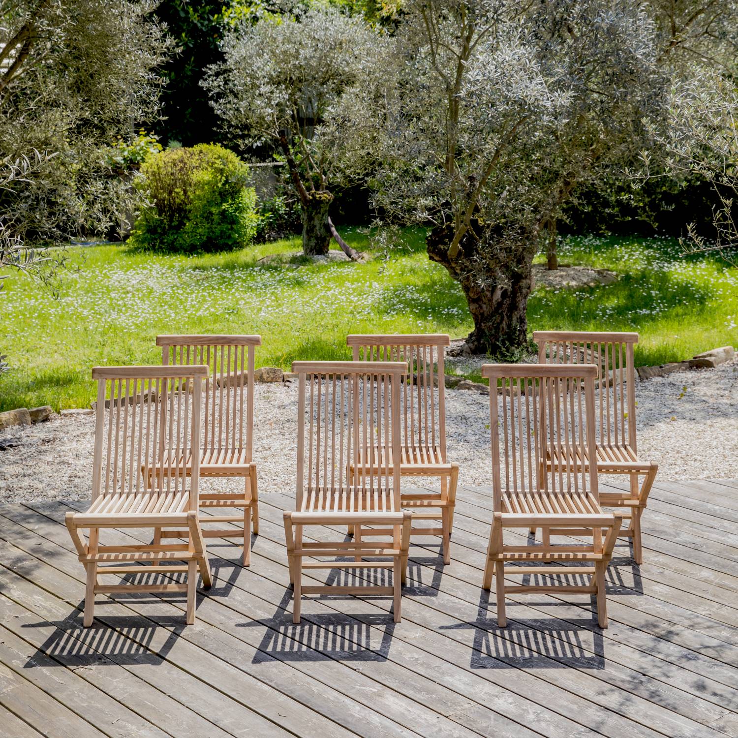 Lot de 6 chaises de jardin en teck LOMBOK - HAPPY GARDEN - Imagen 2