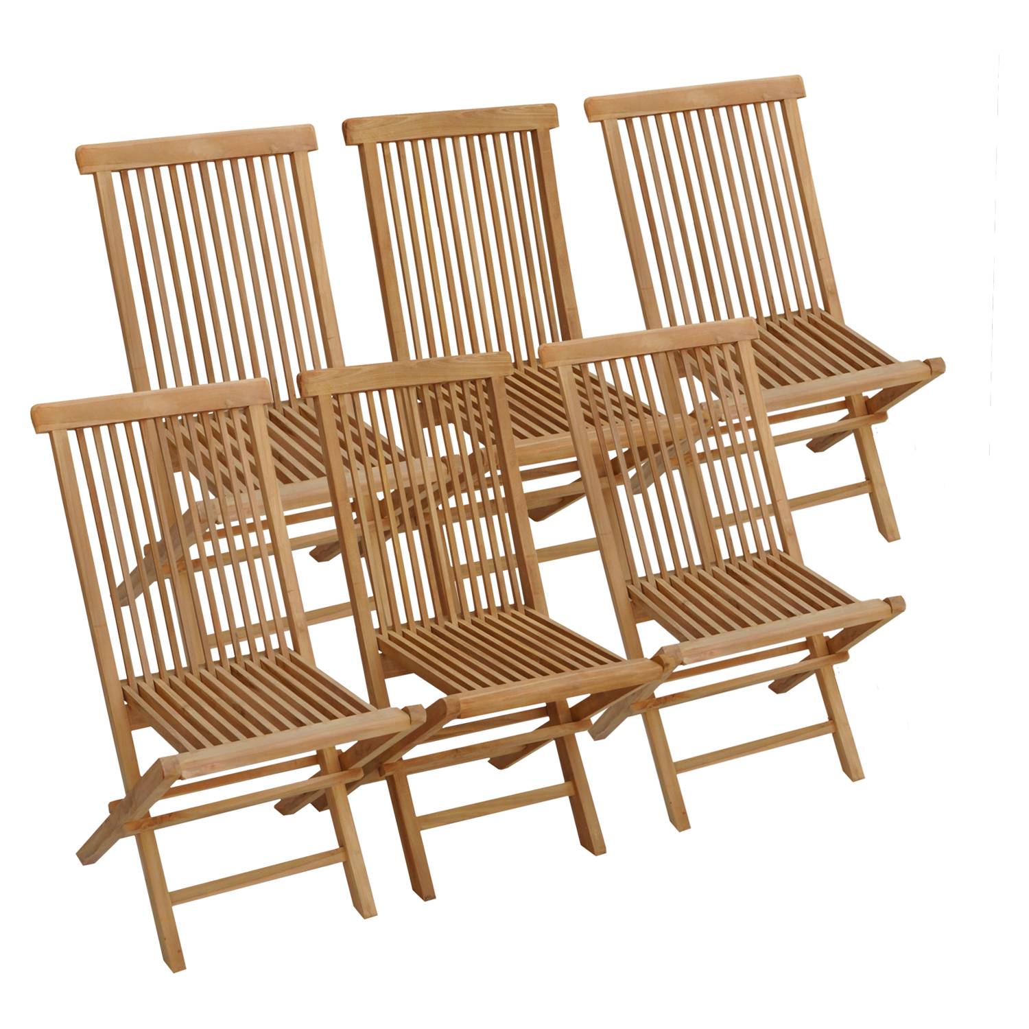 Lot de 6 chaises de jardin en teck LOMBOK - HAPPY GARDEN - Imagen 1