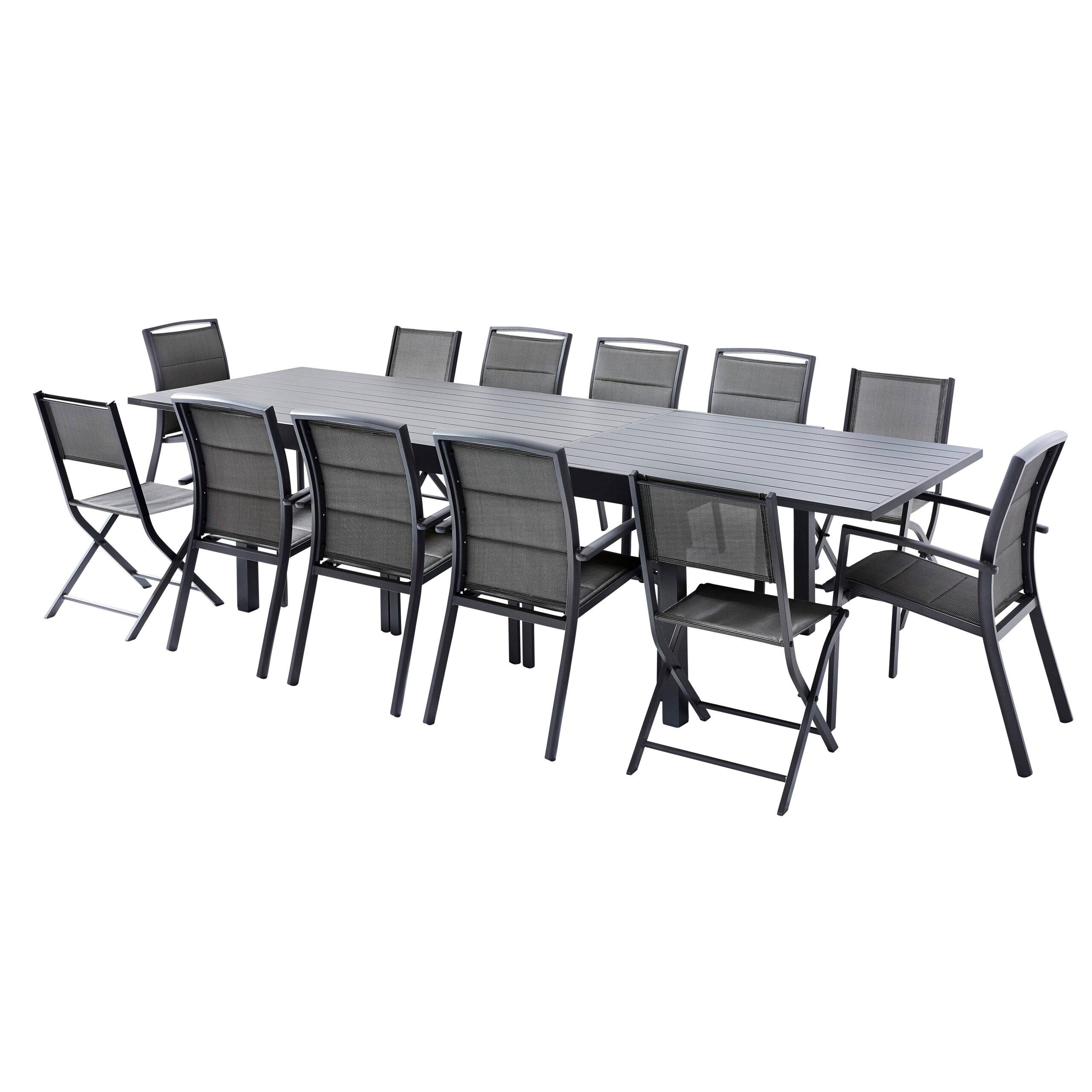 Wilsa Garden - Ensemble MODULO 8/12p en aluminium et 8 fauteuils en aluminium et textilène - Imagen 1