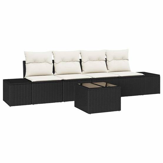 Vidaxl - Ensemble de canapé de jardin 5 pcs Noir et Crème polyrotin vidaXL 3355596 - Image 2
