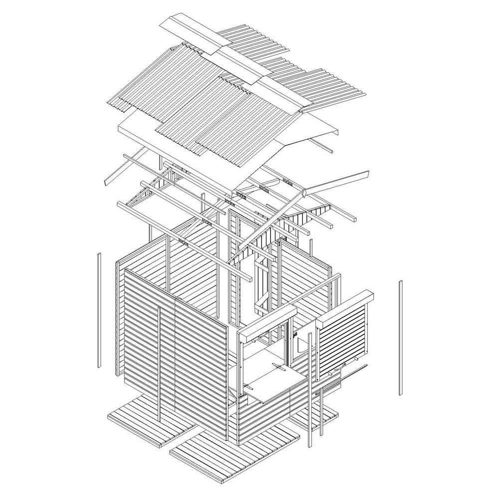 Timbela - Maison de jardin en bois H232x253x263 cm / 4 m² - Étal de marché en bois avec comptoir - Bar jardin - 17 mm d’épaisseur - Timbela M149Z - Image 7