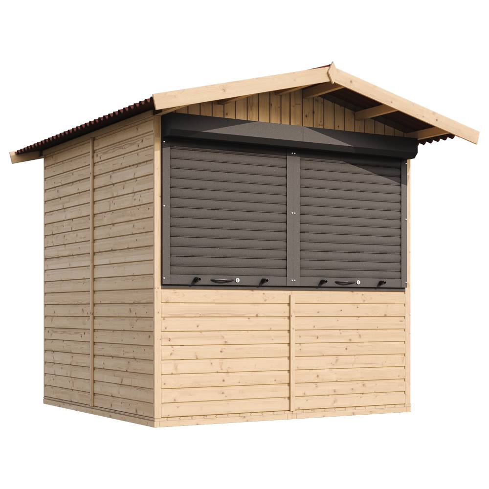 Timbela - Maison de jardin en bois H232x253x263 cm / 4 m² - Étal de marché en bois avec comptoir - Bar jardin - 17 mm d’épaisseur - Timbela M149Z - Image 4