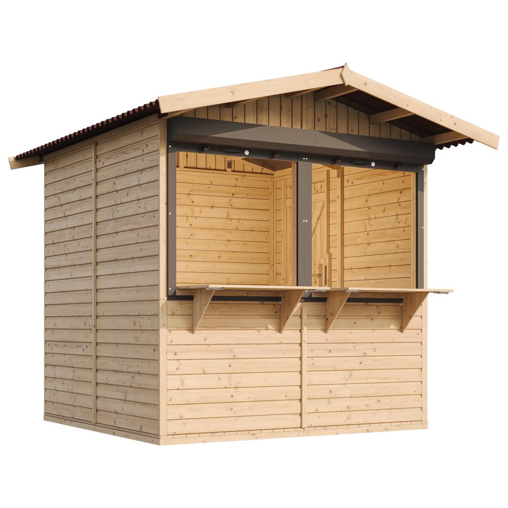 Timbela - Maison de jardin en bois H232x253x263 cm / 4 m² - Étal de marché en bois avec comptoir - Bar jardin - 17 mm d’épaisseur - Timbela M149Z - Image 3