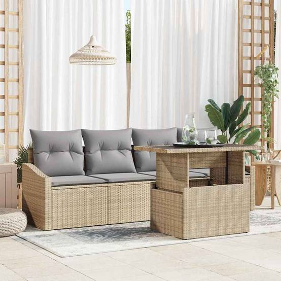 Salon Bas de Terrasse 5 Pièces Beige et Gris Clair Doux pour Moments de Relaxation en Duo – ComfortXL Outdoor Living - Imagen 1