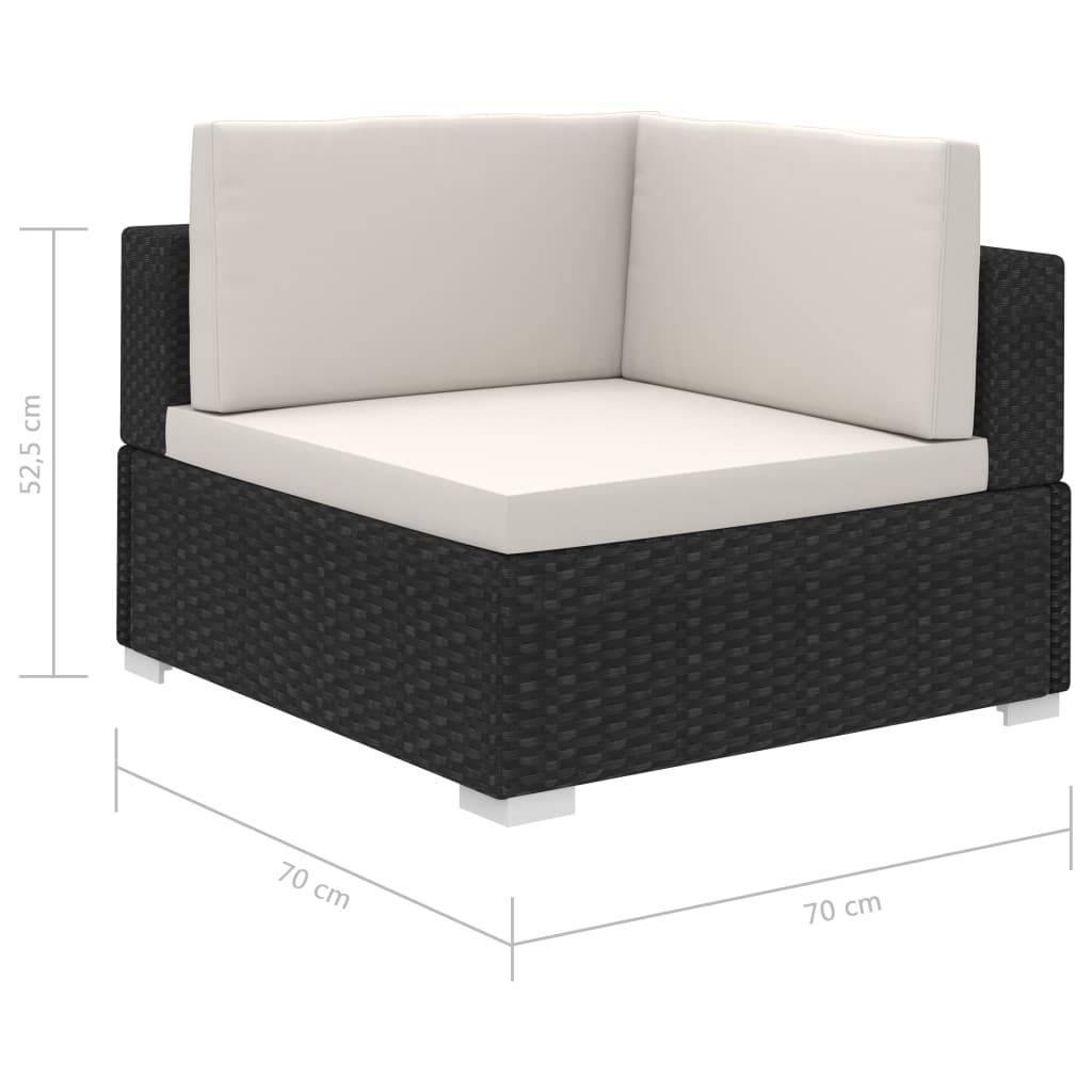 Salon de jardin modulable Résine tressée avec coussins confortables pour Terrasse Noir 12 pièces – ComfortXL Outdoor Living - Image 7