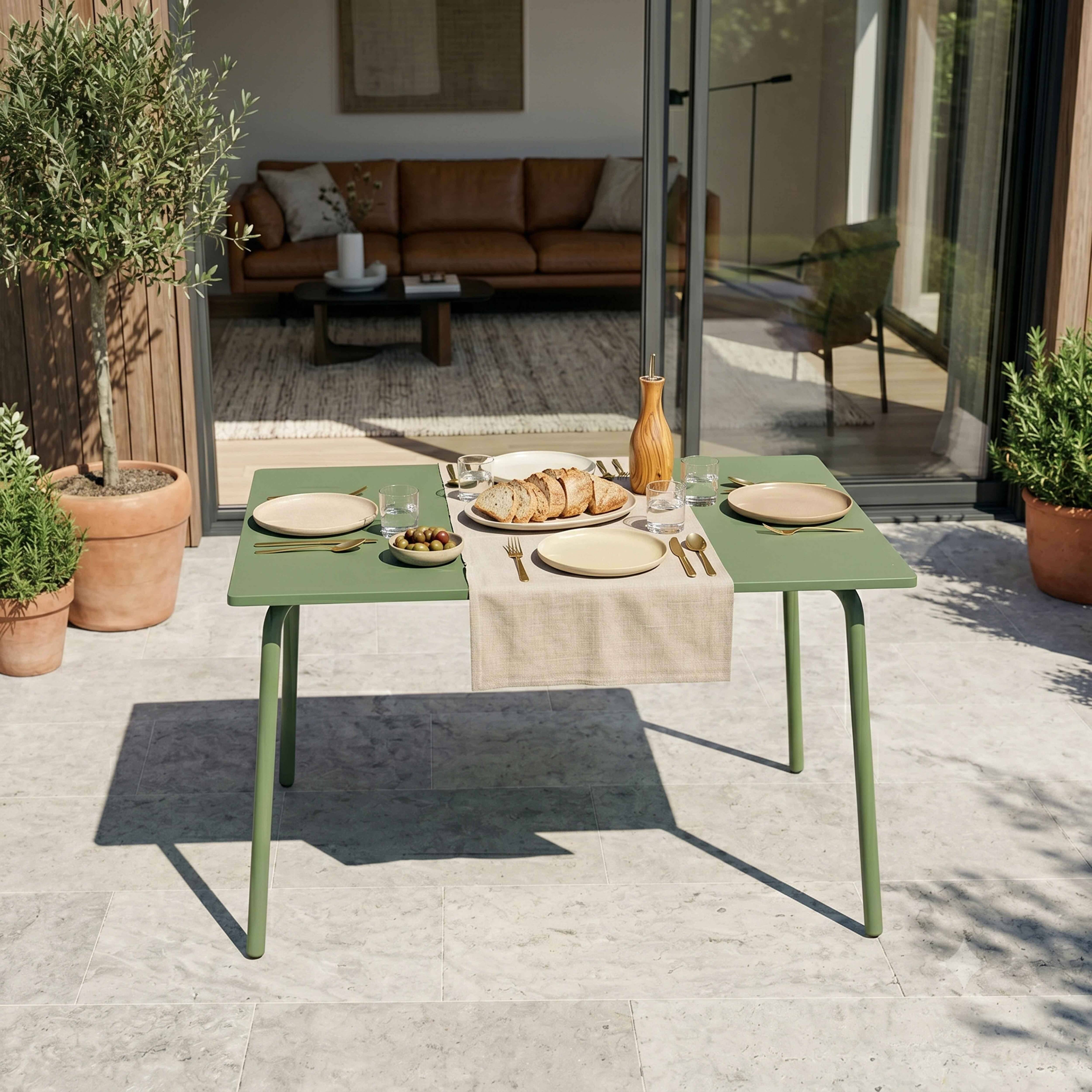 Oviala - Table de jardin en acier 6 places 120 cm vert cactus Palavas - Oviala - Imagen 2