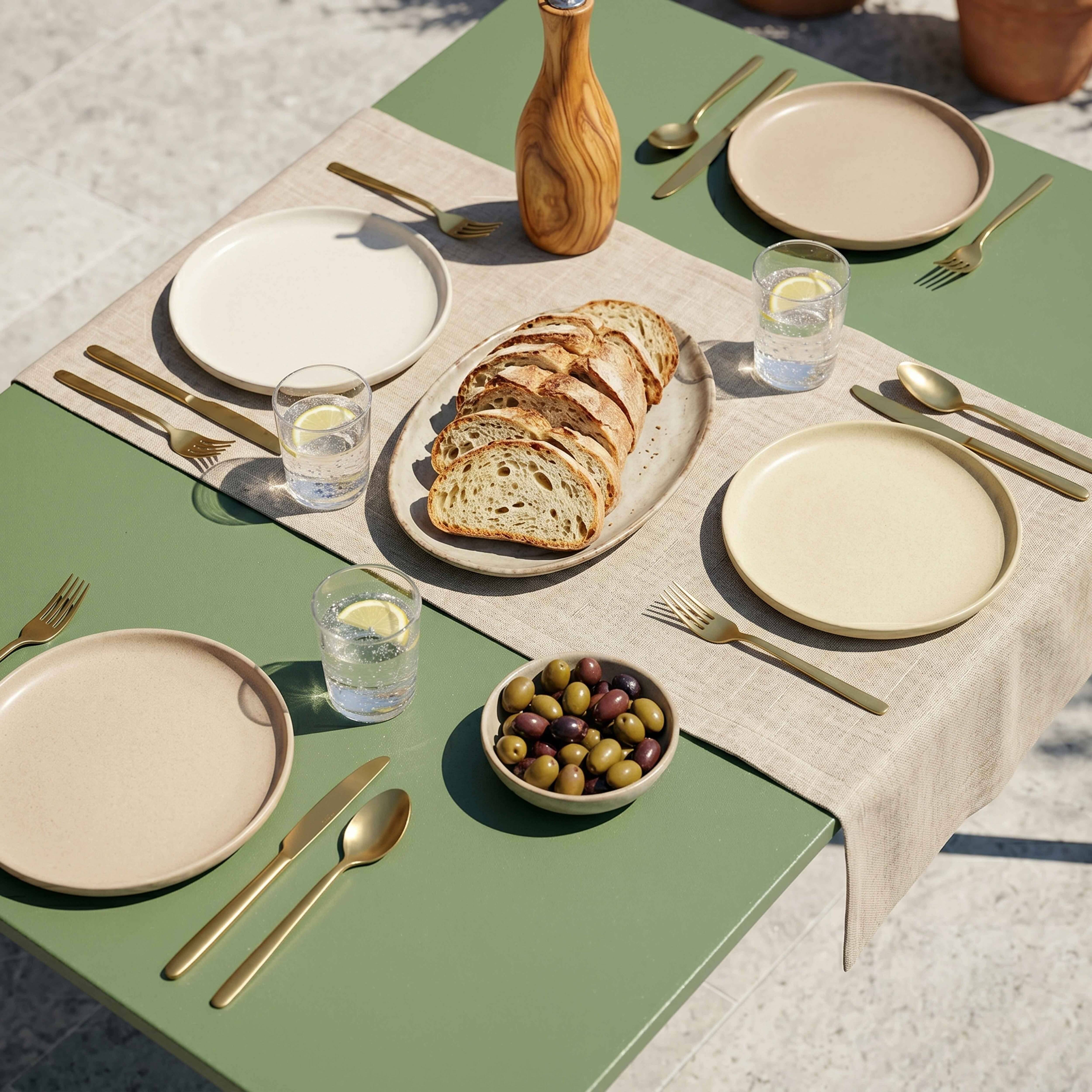 Oviala - Table de jardin en acier 6 places 120 cm vert cactus Palavas - Oviala - Imagen 4