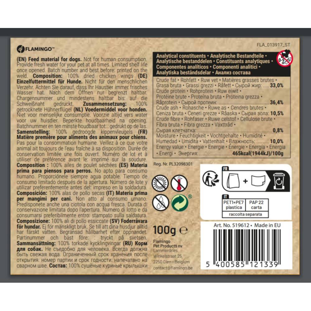 Snack nature Ailes de poulet 100 g pour chien - Imagen 2