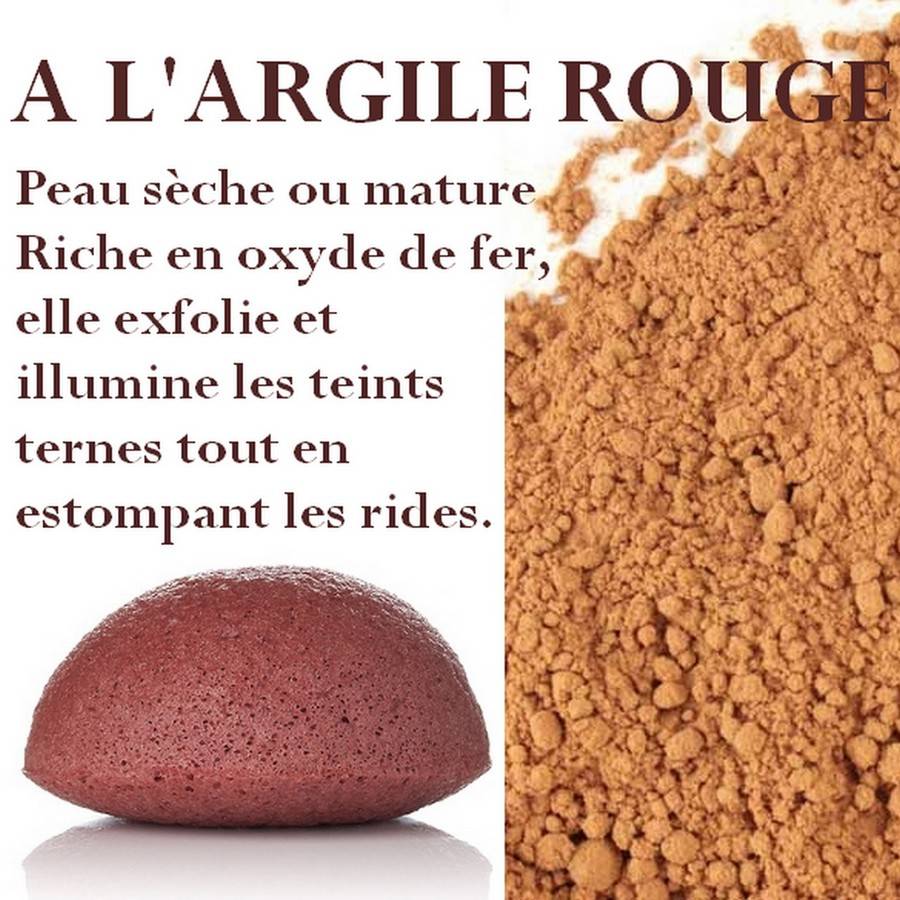 Sun&Sia - Éponge Konjac 100% Naturelle à l'Argile Rouge – Nettoie en Profondeur et en Douceur - Soin Naturel - Peau Mature ou Sèche - Image 1
