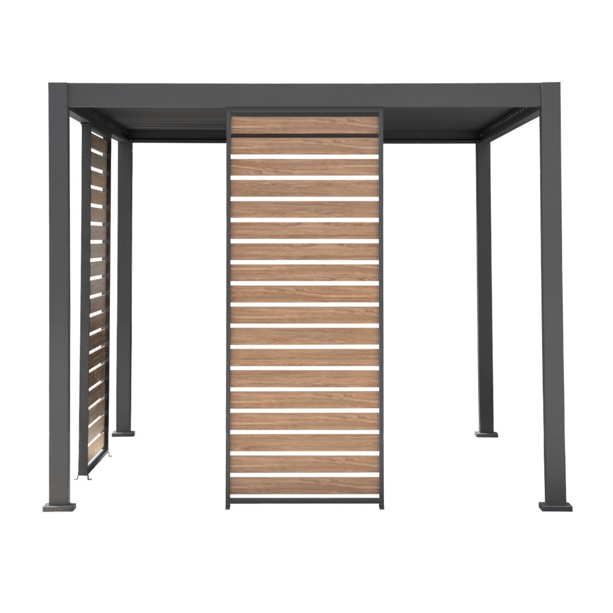 Persienne 100 cm pour pergola bioclimatique Triomphe aluminium effet bois anthracite | sweeek - Imagen 3