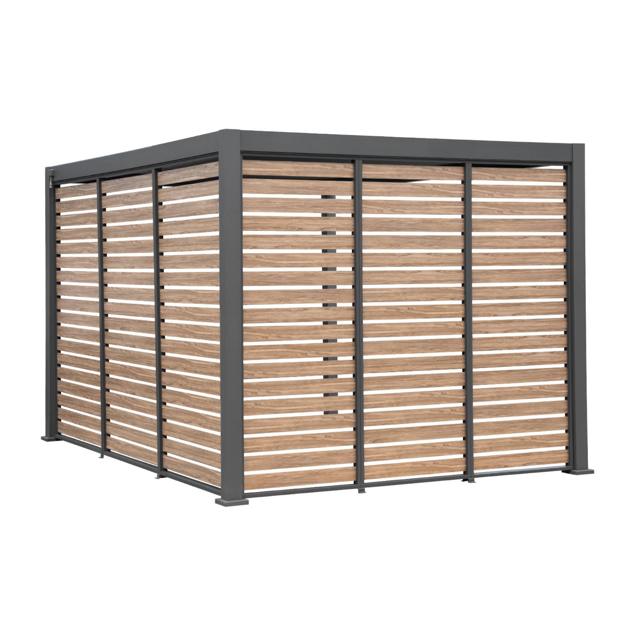 Persienne 100 cm pour pergola bioclimatique Triomphe aluminium effet bois anthracite | sweeek - Image 2