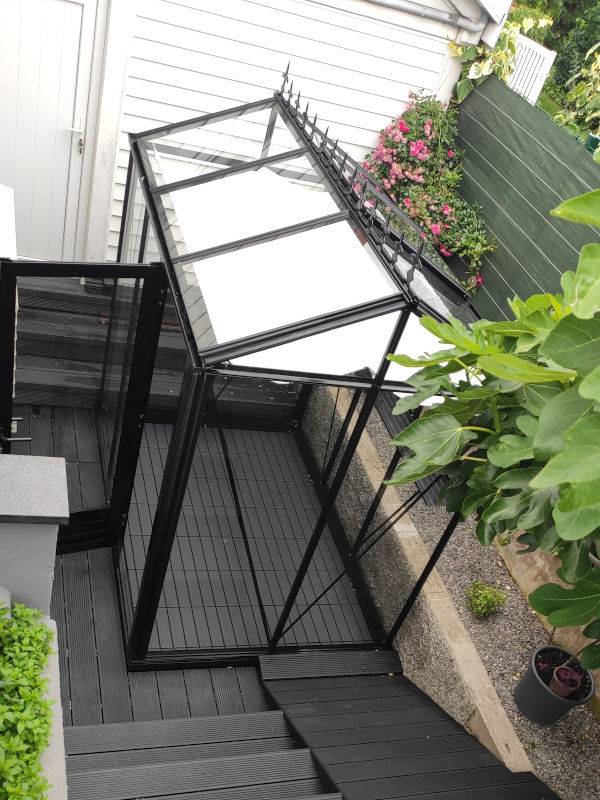 7m²  -  Serre en verre trempé - Euro Micro - laquée - 7m² - Blanc perle - L'atelier Des Serres - Imagen 2