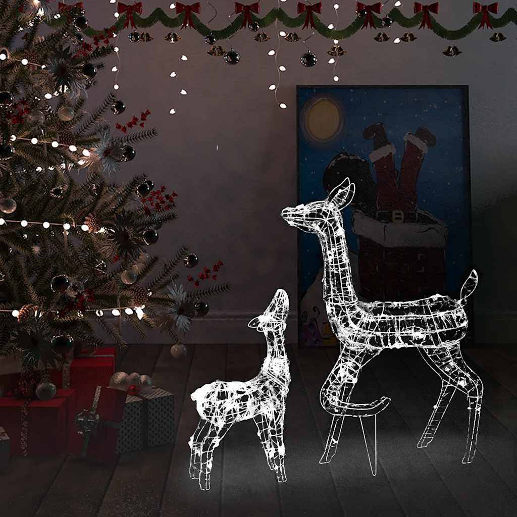 Famille 2 Rennes de Noël Lumineux Acrylique Déco Jardin Blanc Froid – ComfortXL Outdoor Living - Image 1