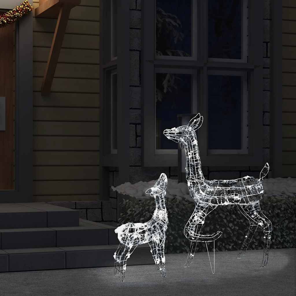 Famille 2 Rennes de Noël Lumineux Acrylique Déco Jardin Blanc Froid – ComfortXL Outdoor Living - Image 3