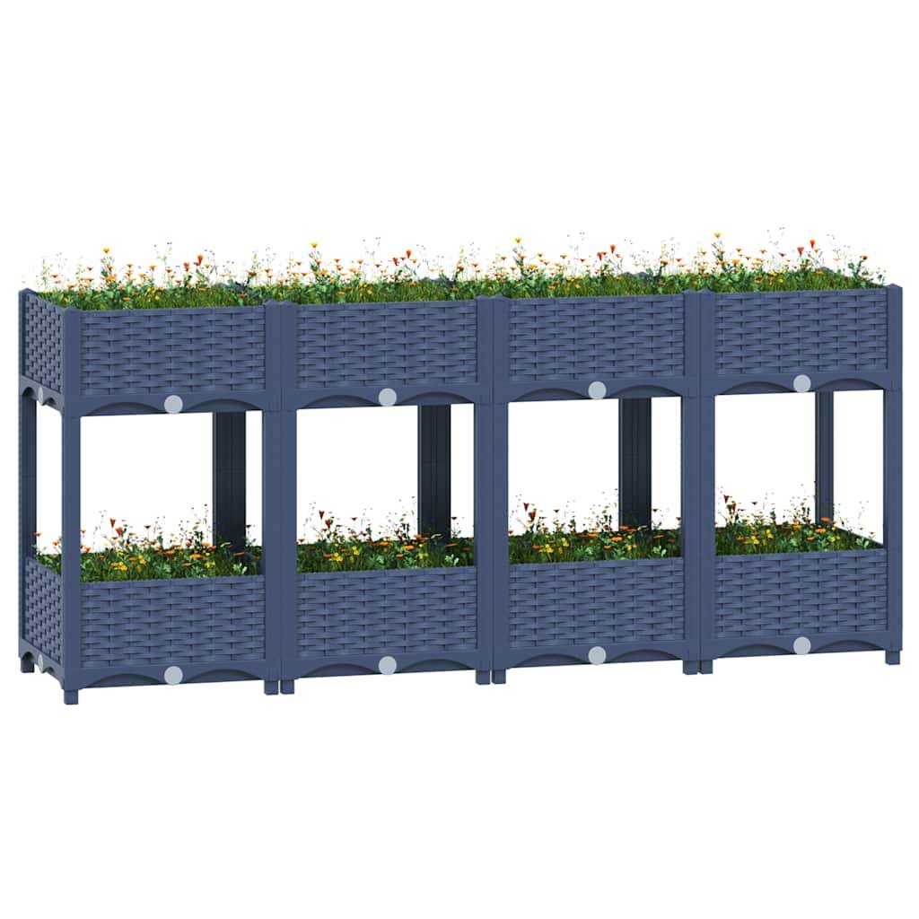 ComfortXL - Grand carré potager 160x40cm polypropylène sur pieds avec étagère jardin Gris – ComfortXL Outdoor Living - Image 1