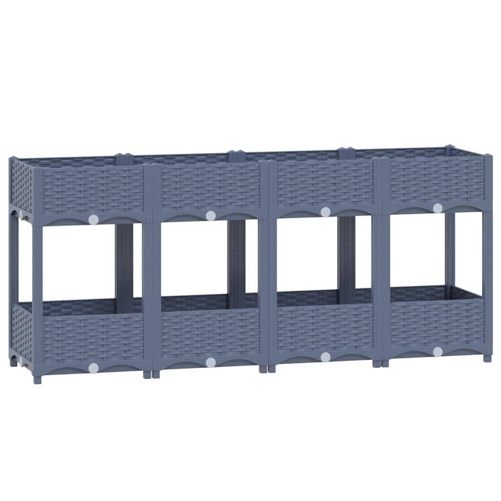 ComfortXL - Grand carré potager 160x40cm polypropylène sur pieds avec étagère jardin Gris – ComfortXL Outdoor Living - Image 2