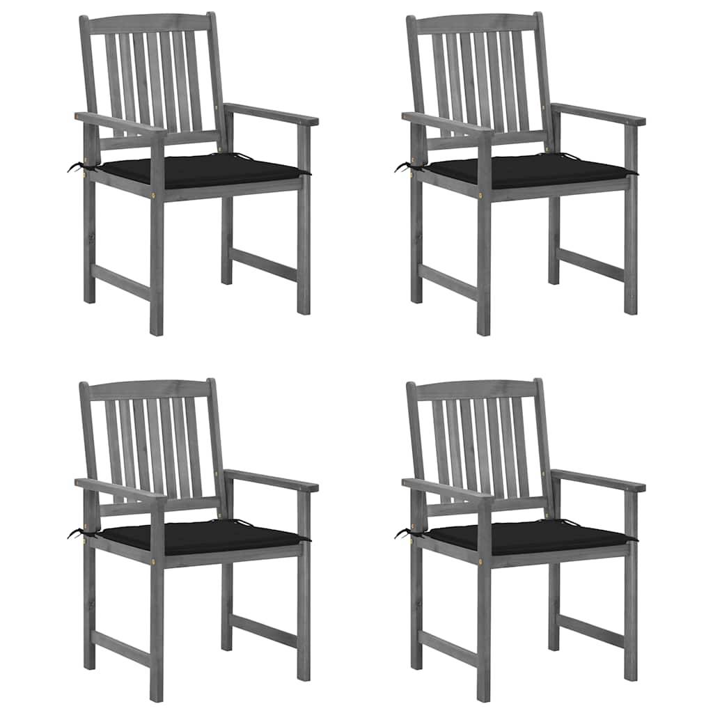 ComfortXL - Ensemble de 4 Chaises de Jardin Grises en Bois d'Acacia avec Coussins Noir – ComfortXL Outdoor Living