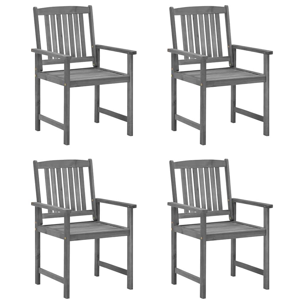 ComfortXL - Ensemble de 4 Chaises de Jardin Grises en Bois d'Acacia avec Coussins Noir – ComfortXL Outdoor Living - Image 2