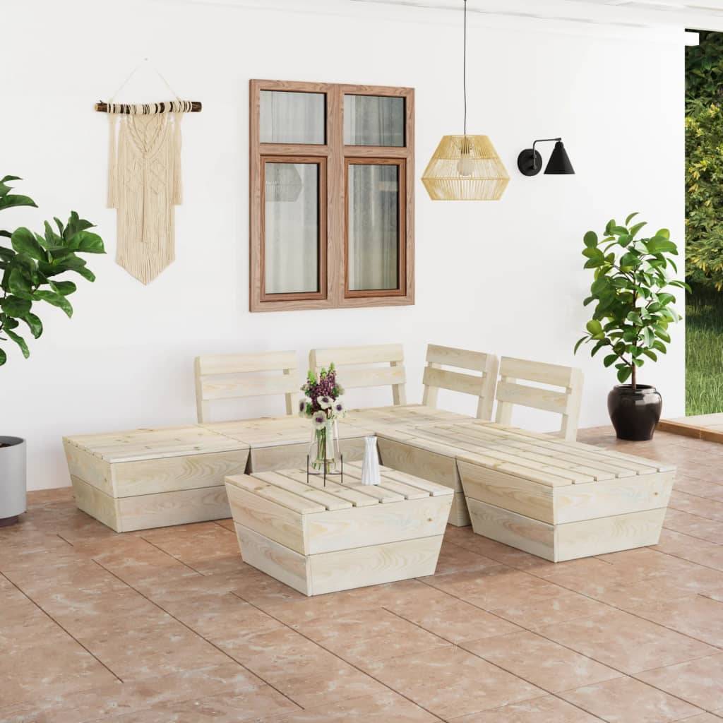 Vidaxl - Salon de jardin palette 6 pcs Bois d'épicéa imprégné vidaXL 3063717 - Imagen 1
