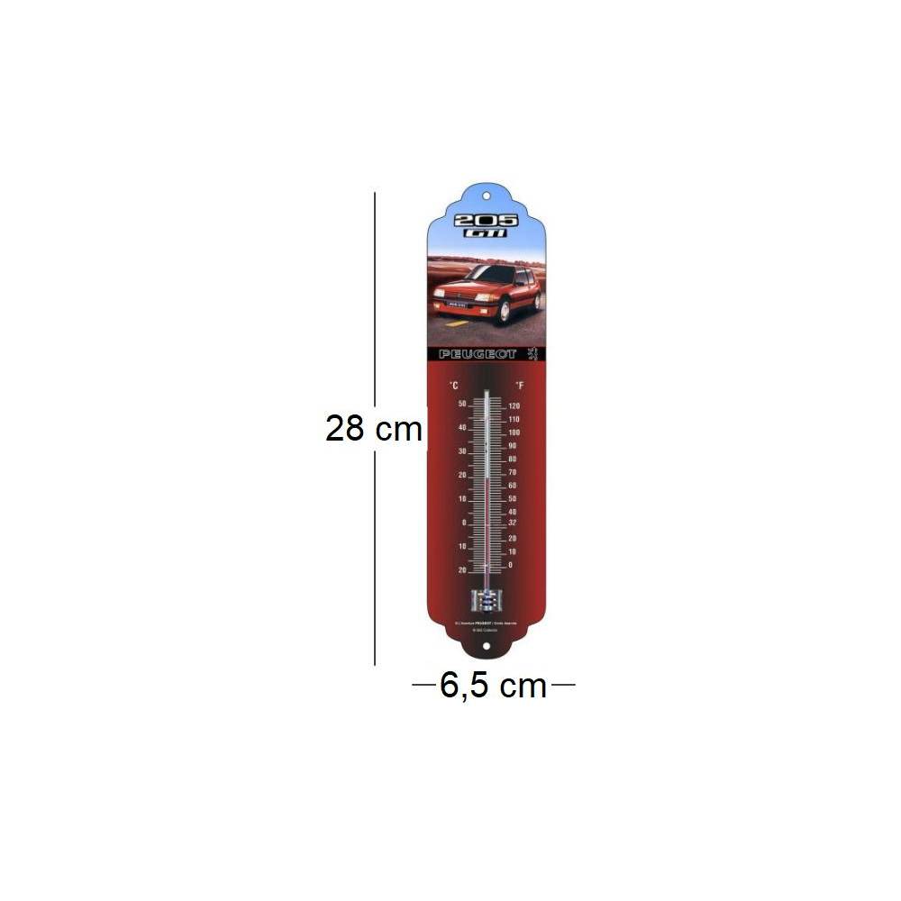 Thermomètre en métal Pub 28 x 6.5 cm Peugeot 205 GTI Les Collections Rétro - Imagen 3