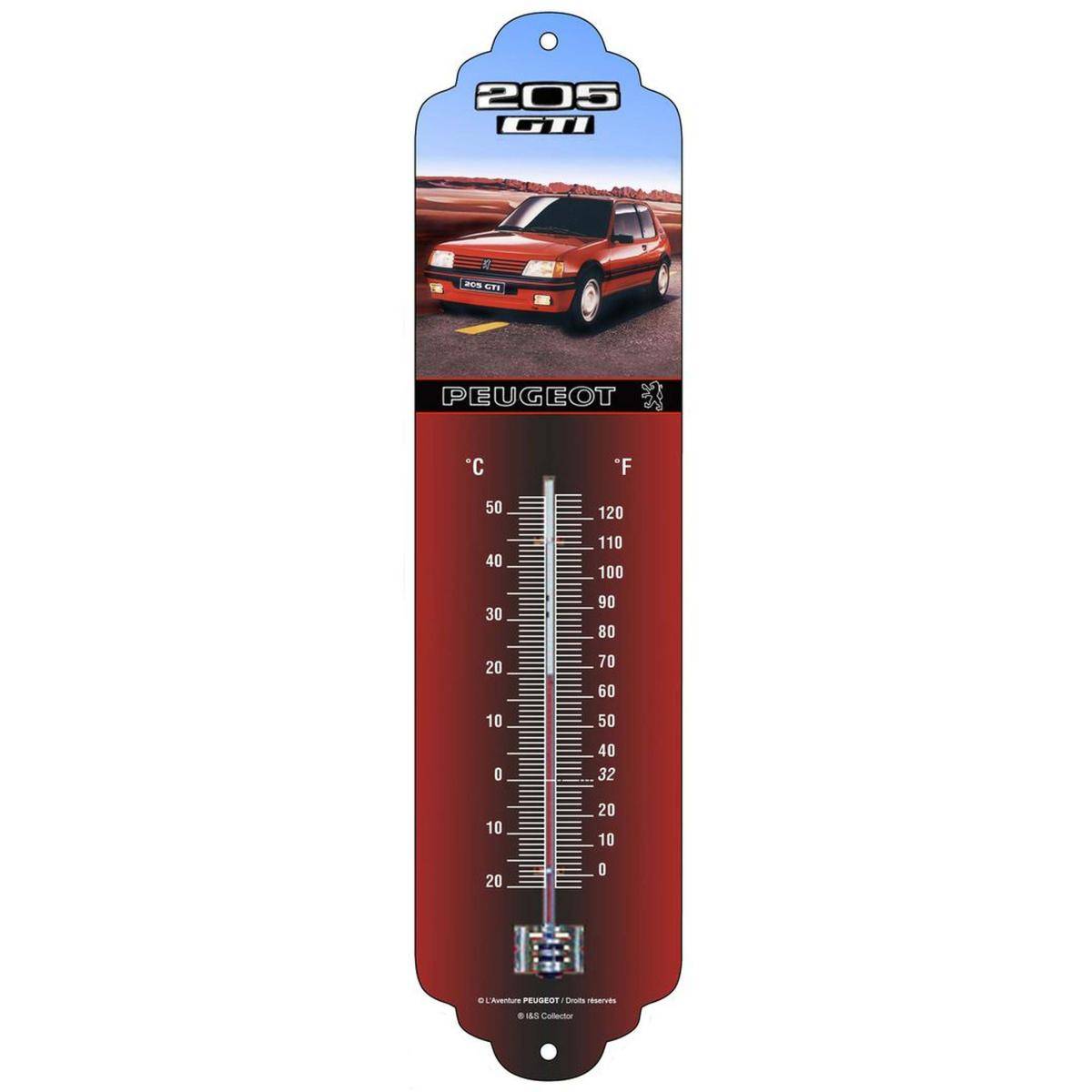 Thermomètre en métal Pub 28 x 6.5 cm Peugeot 205 GTI Les Collections Rétro - Imagen 1