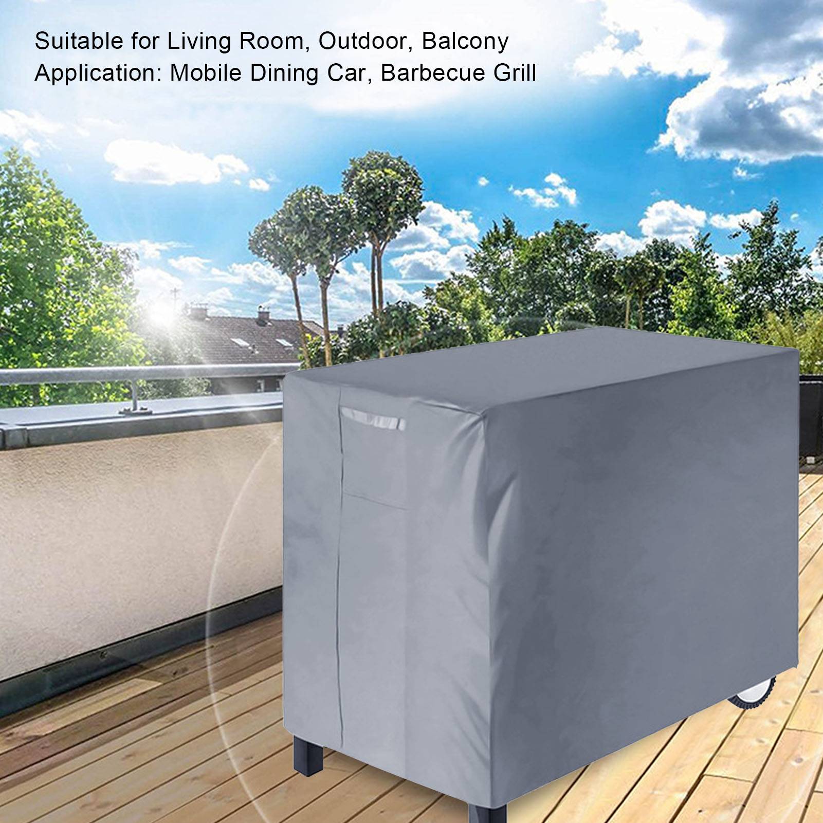 IntiMeg - Housse de protection solaire imperméable pour barbecue, en tissu Oxford 420D argenté, gris IntiMeg - Image 2