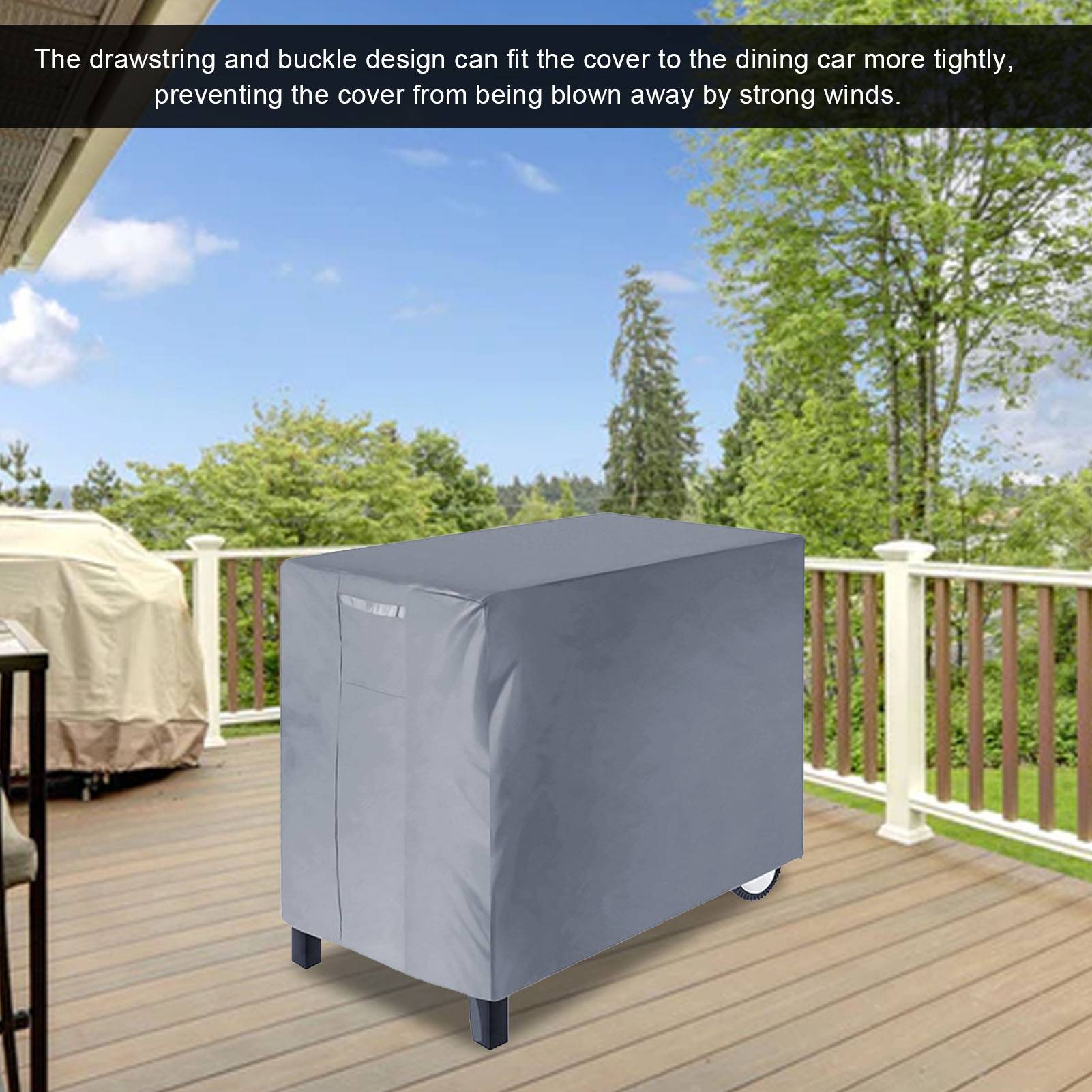 IntiMeg - Housse de protection solaire imperméable pour barbecue, en tissu Oxford 420D argenté, gris IntiMeg - Image 5