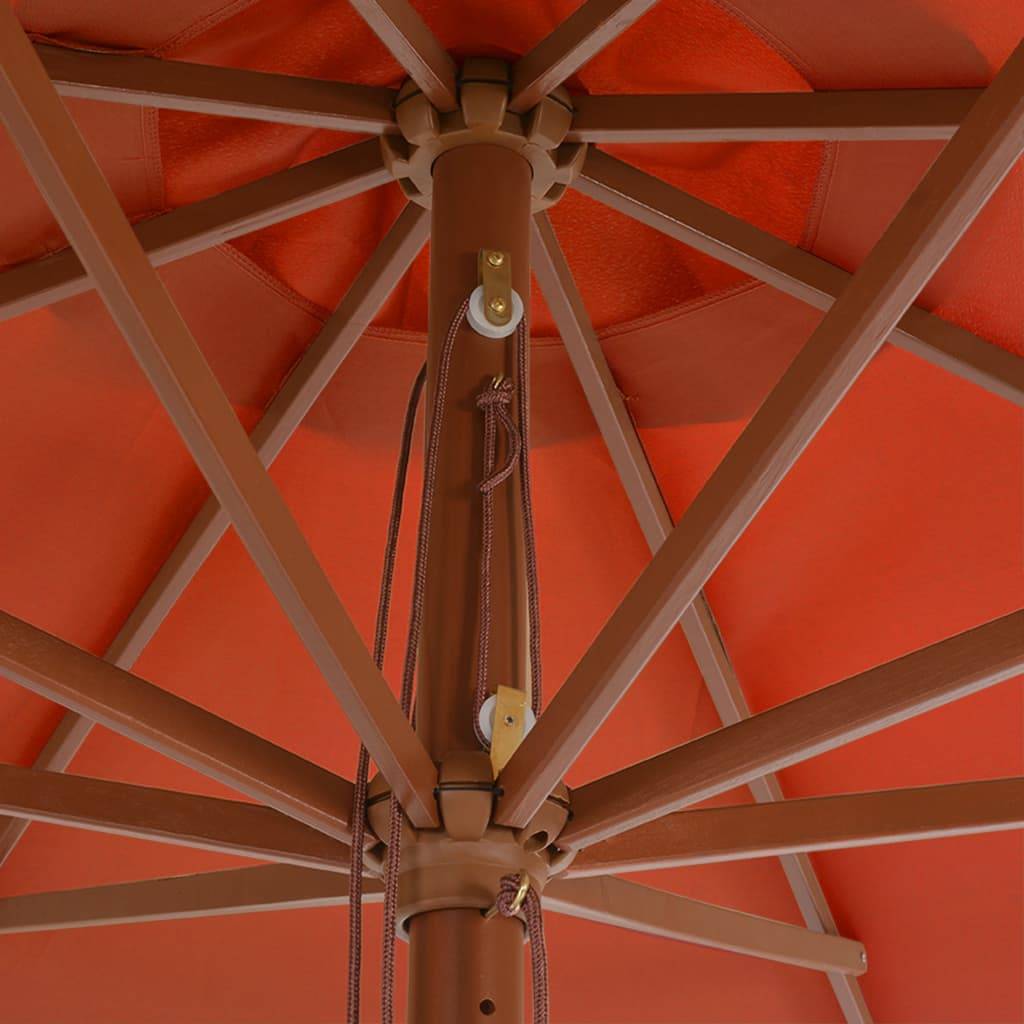 Helloshop26 - Parasol mobilier de jardin avec mât en bois 350 cm orange - Imagen 3