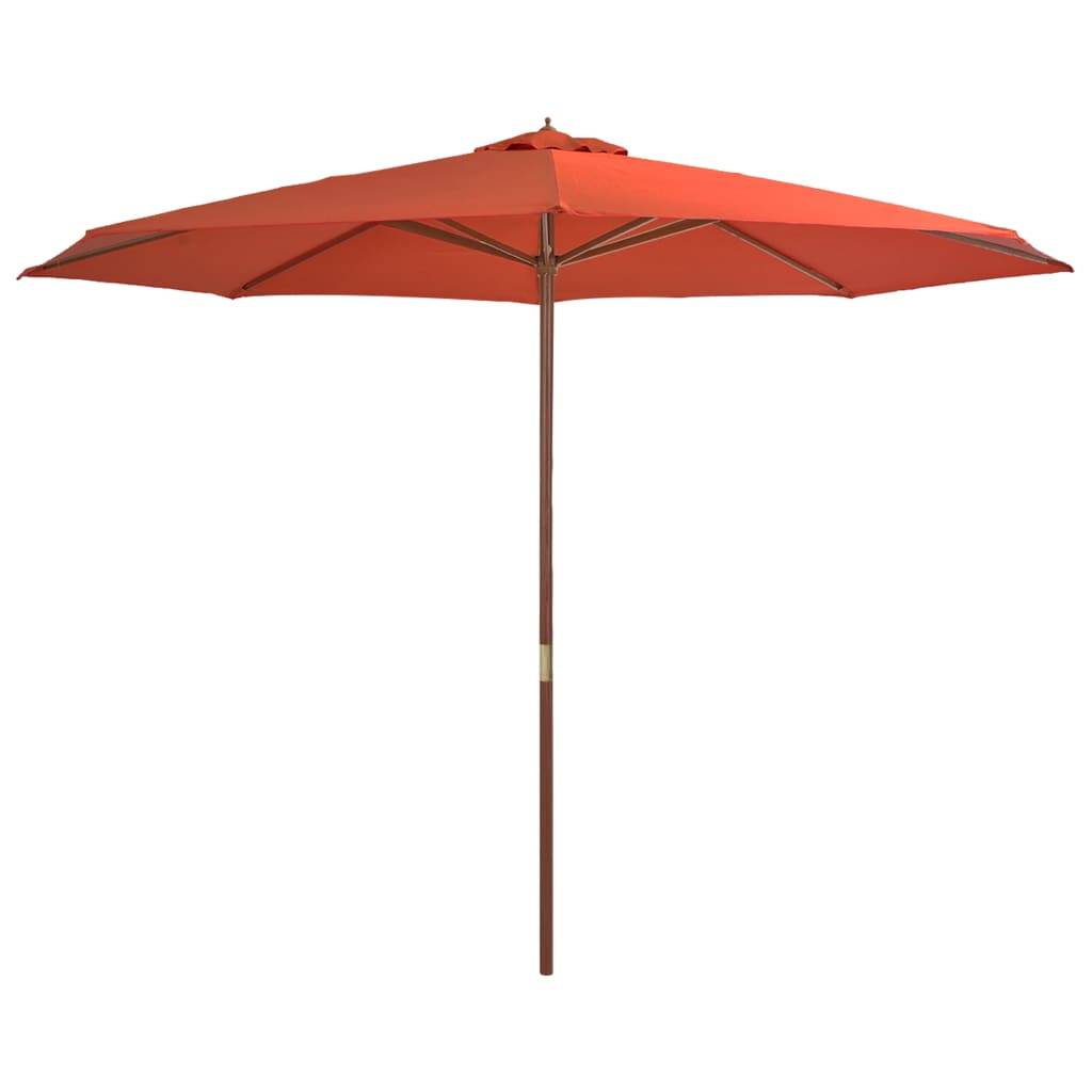 Helloshop26 - Parasol mobilier de jardin avec mât en bois 350 cm orange - Imagen 1