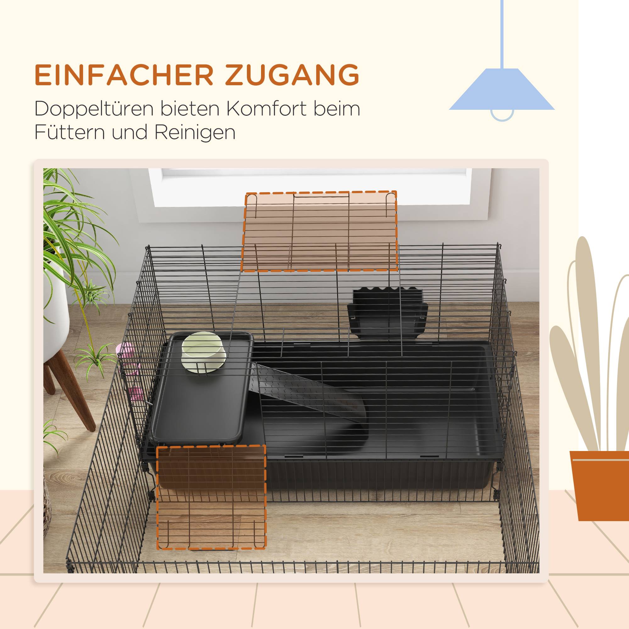 Cage pour petits animaux acier noir 112.5 x 99 x 54 cm - PANGIVO - Image 8