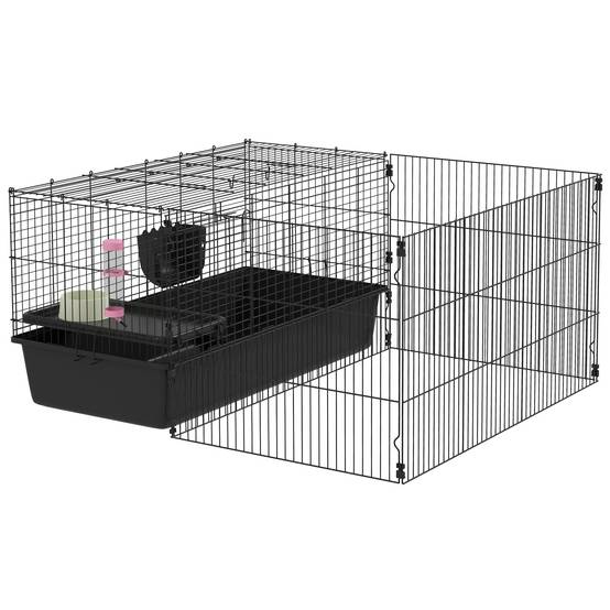 Cage pour petits animaux acier noir 112.5 x 99 x 54 cm - PANGIVO - Image 2