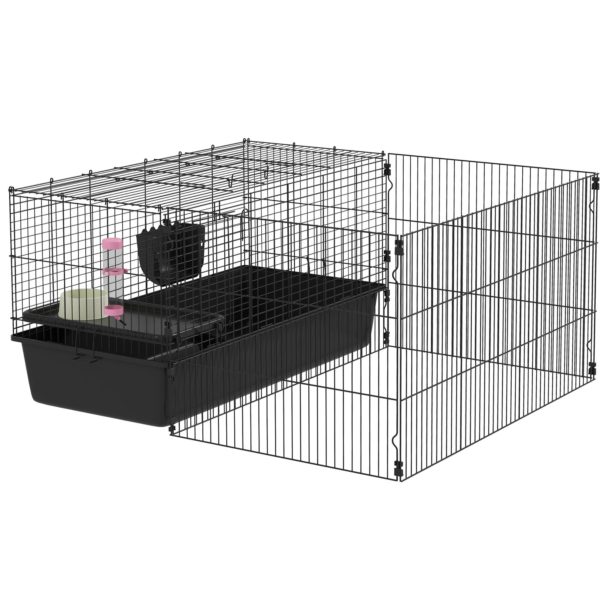Cage pour petits animaux acier noir 112.5 x 99 x 54 cm - PANGIVO - Image 2