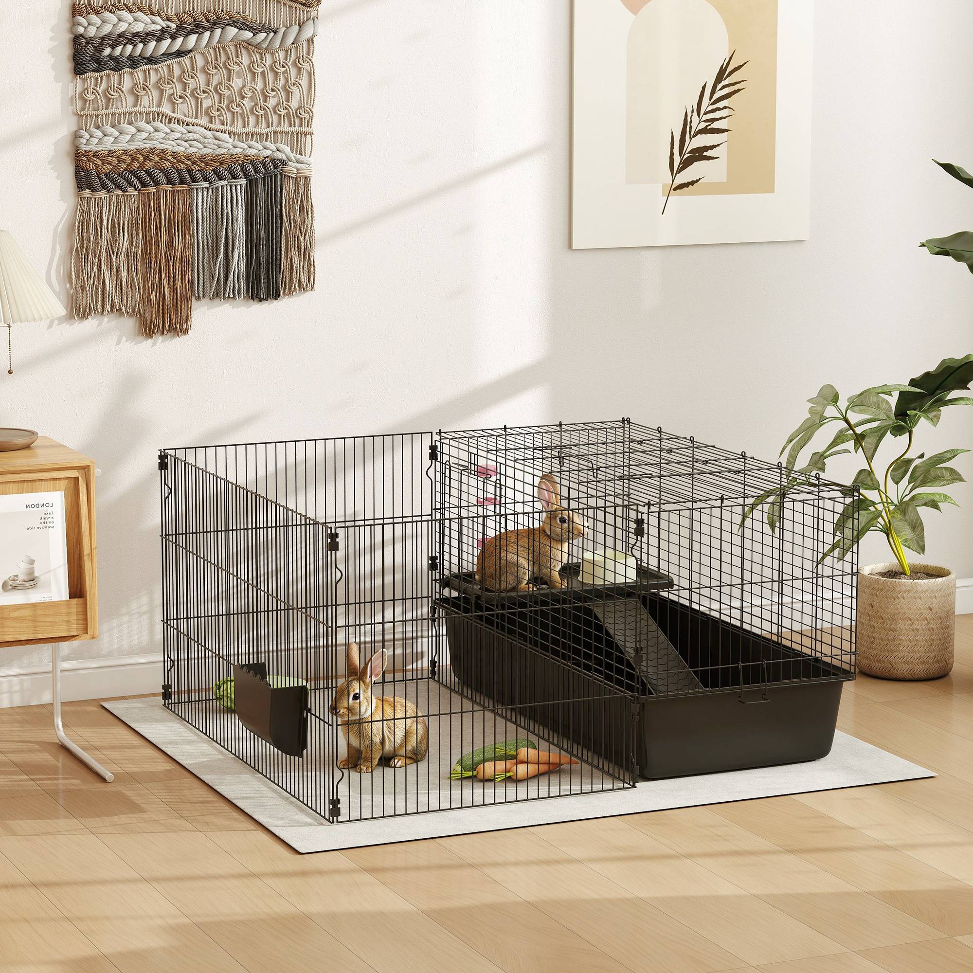 Cage pour petits animaux acier noir 112.5 x 99 x 54 cm - PANGIVO - Image 3