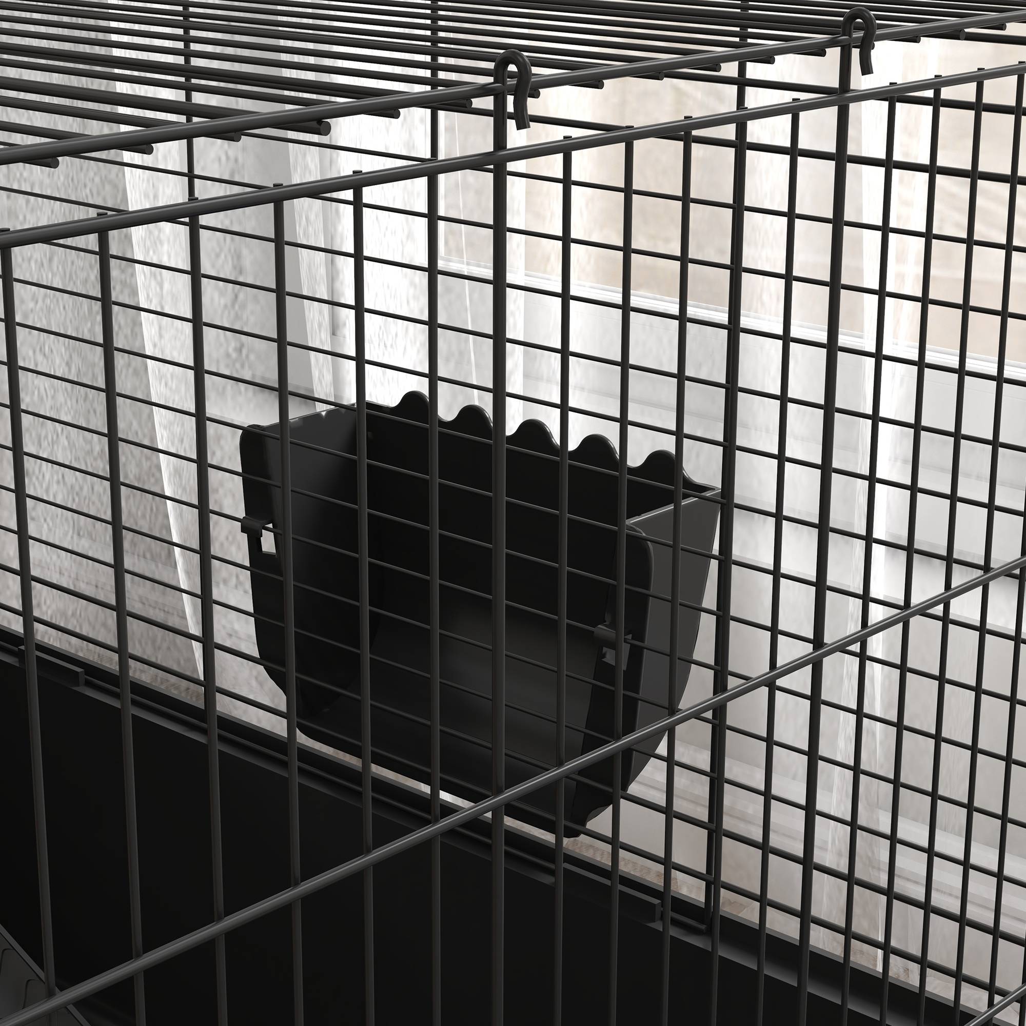 Cage pour petits animaux acier noir 112.5 x 99 x 54 cm - PANGIVO - Image 10