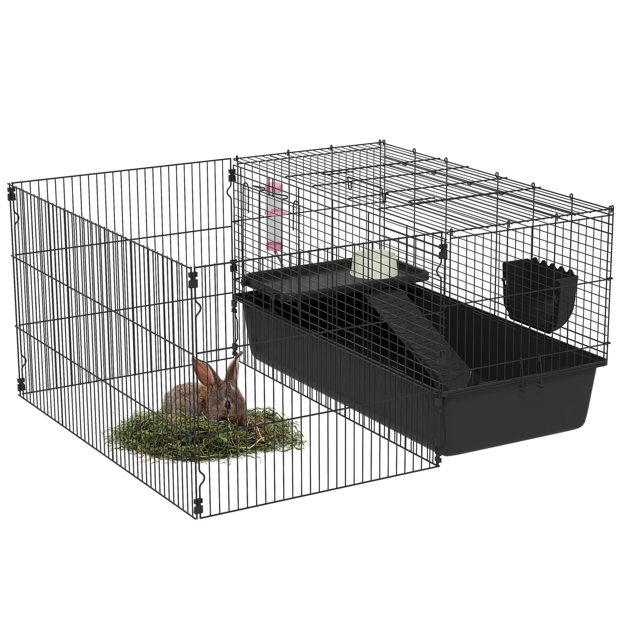 Cage pour petits animaux acier noir 112.5 x 99 x 54 cm - PANGIVO - Image 1