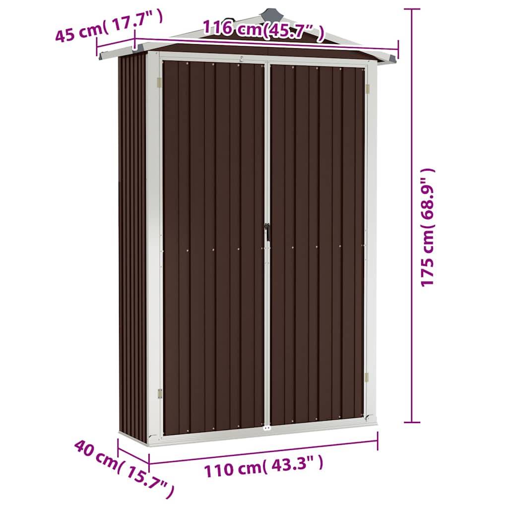 Vidaxl - Abri de jardin Marron 116x45x175 cm Métal galvanisé vidaXL 46304 - Imagen 3