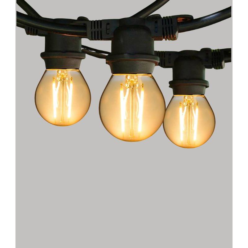 Guirlande guinguette IP65 10M 20 ampoules 2W ambré vintage LED blanc chaud 2200k connectable - Image 1