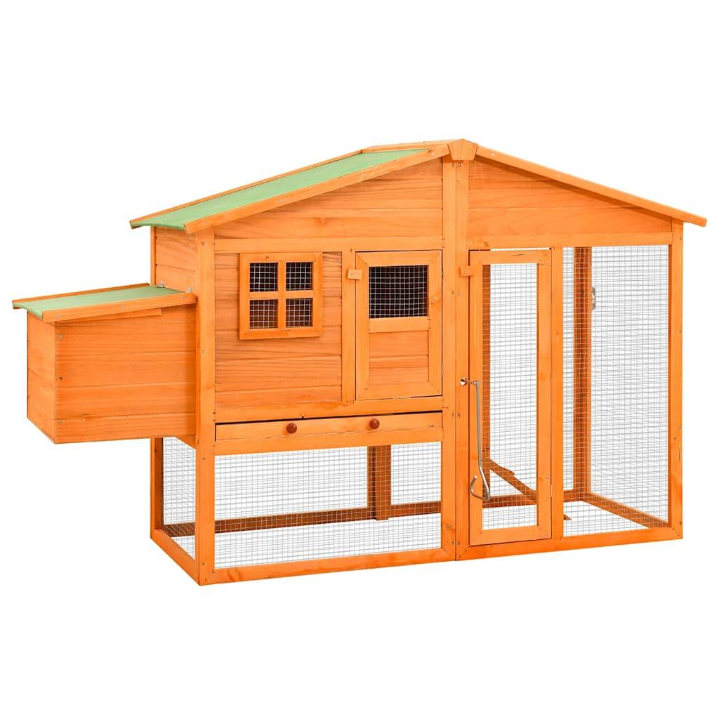 Grand poulailler bois de sapin avec nichoir et parc extérieur Brun – ComfortXL Outdoor Living - Image 1