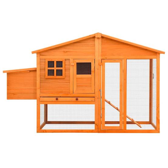 Grand poulailler bois de sapin avec nichoir et parc extérieur Brun – ComfortXL Outdoor Living - Image 2