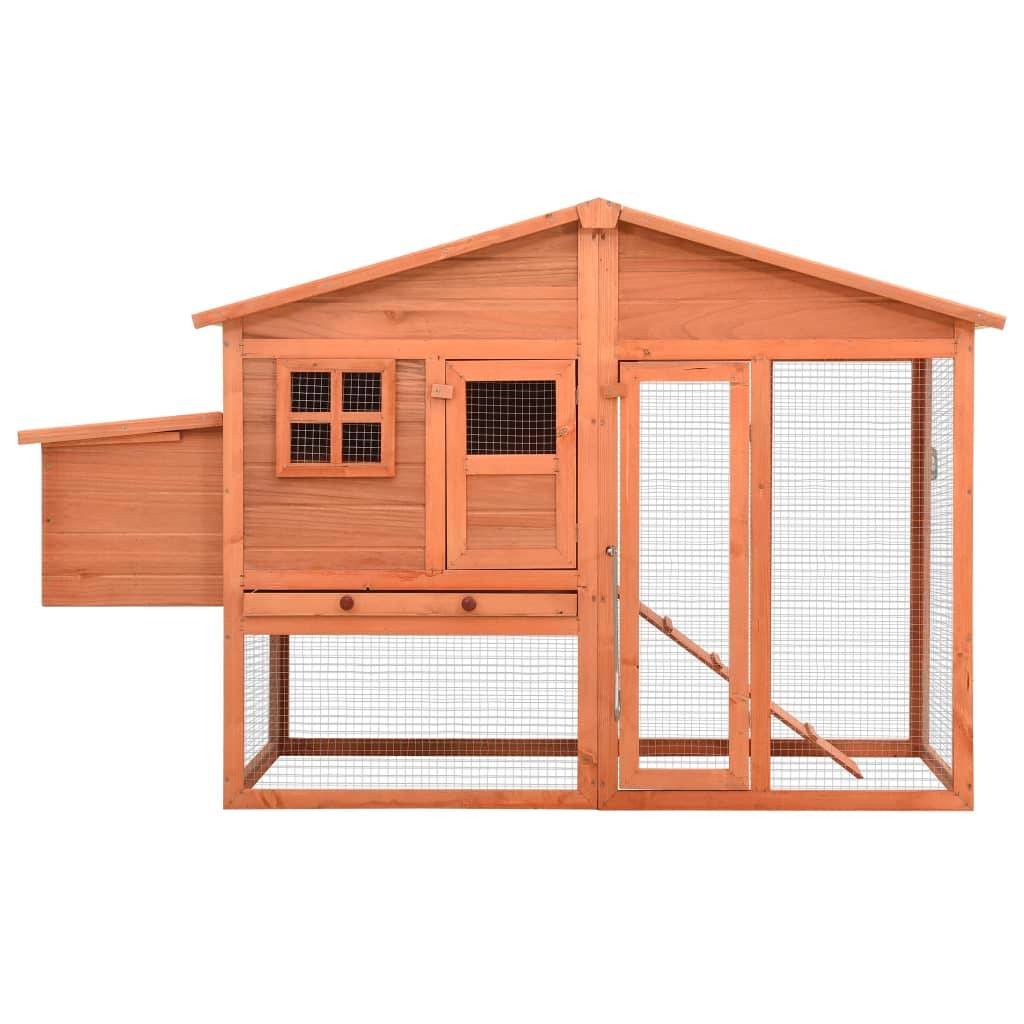Grand poulailler bois de sapin avec nichoir et parc extérieur Brun – ComfortXL Outdoor Living - Image 3
