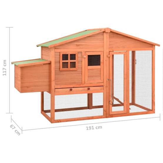 Grand poulailler bois de sapin avec nichoir et parc extérieur Brun – ComfortXL Outdoor Living - Image 9