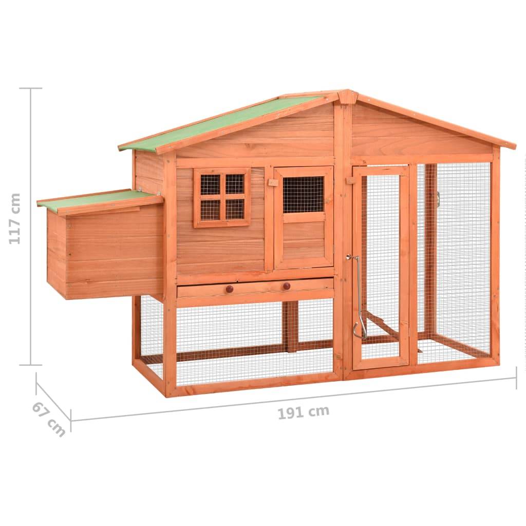 Grand poulailler bois de sapin avec nichoir et parc extérieur Brun – ComfortXL Outdoor Living - Image 9